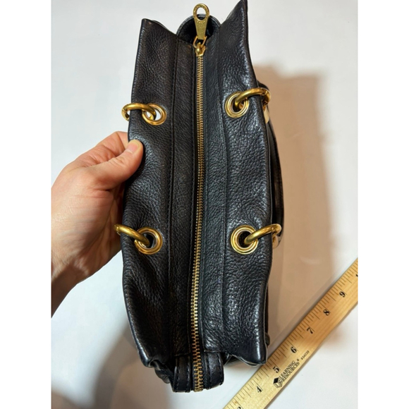 Marc by Marc Jacobs Black Pebbled Leather Satchel Tote Gold Hardware Bag - Picture 7 of 11